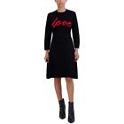Signature By Robbie Bee Womens Black Knit Graphic Sweaterdress Plus 2X BHFO 7859