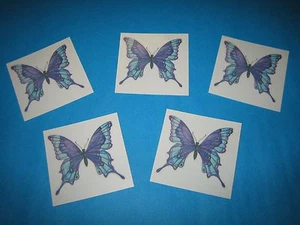 LOTE DE 5 ~ MARIPOSA BRILLO RECUBIERTO DE AZÚCAR Tatuaje Temporal - Imagen 1 de 1