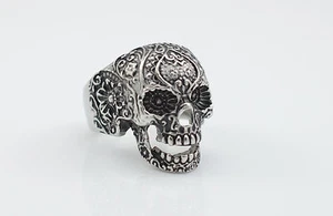 Skull Ring Intricate Detail 316L Stainless Steel Free USA Shipping - Picture 1 of 10