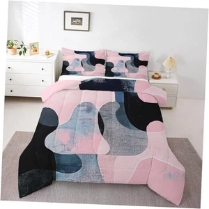  Kids Retro Circle Bedding Set Size, Pink and Navy Blue Queen Pink Blue - Picture 1 of 7