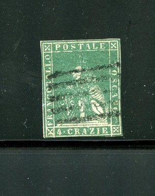 Italy-Tuscany #14 (I328) Lion of Tuscany 4 cr green, Used, FVF, CV$175.00 - Image 1 of 2