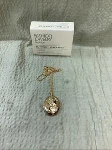 Vintage 1970s Avon Perfume Butterfly Locket Necklace - Picture 1 of 4