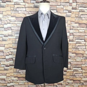 Chaqueta de esmoquin a medida de los años 70 para hombre 40S negra un botón pico - Imagen 1 de 8