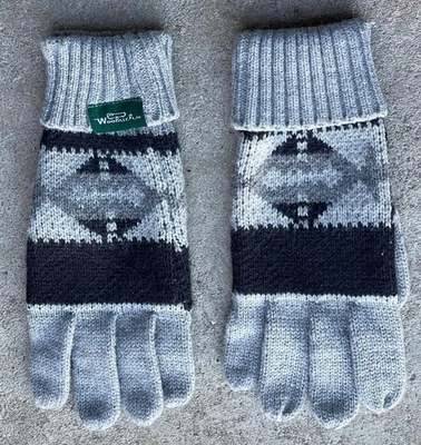 WOOLRICH Black & Gray Cable Knit Gloves One Size Unisex - Image 1 of 4