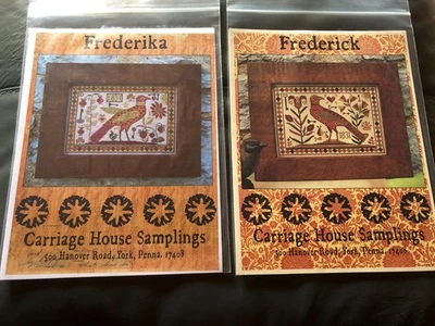2x Carriage House Samplings Cross Stitch Charts - Frederika & Frederick - - Image 1 of 4