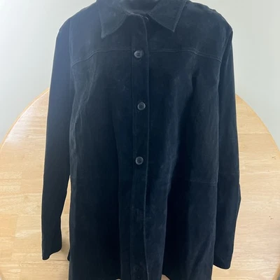 (R) Chaqueta Elativity Gamuza Mujer Talla 2XL Negro Cuero Botón Blazer Ligero Foto 1 de 4