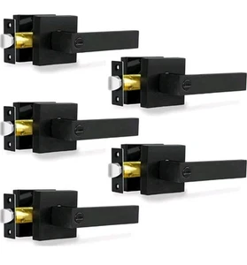Confezione 5 Leve per Porta Privacy, Maniglie per Porta Nero Opaco, Letto Bagno, Resistenti - Foto 1 di 8