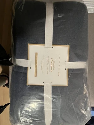 JUEGO DE EDREDÓN Y FARSA REVERSIBLE CAMDEN TEEN POTTERY BARN, DOBLE/XL ~ AZUL MARINO Foto 1 de 3