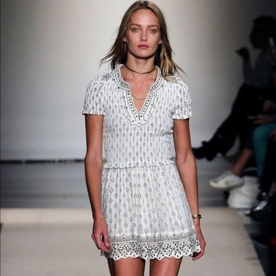 Vestido ISABEL MARANT manga curta creme bronze BLISS ilhós tamanho 36/4 - Imagem 1 de 4