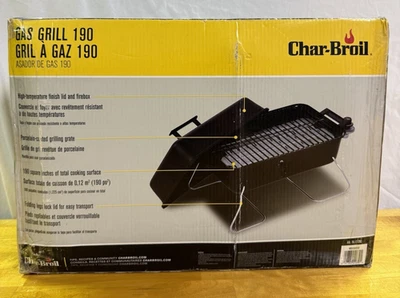 Char-Broil 1-Burner Portable Propane Gas Table Top Grill 190 Color Black NOB - Image 1 of 4