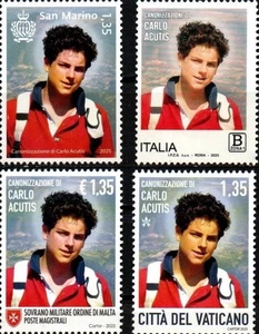 VATICANO ITALIA SAN MARINO SMOM 2025 CARLO ACUTIS 4 FRANCOBOLLI NUOVI - Foto 1 di 1