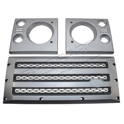 FITS DEFENDER XS NEW FRONT GRILLE & SURROUNDS KIT UPGRADE - GLOSS SILVER - Image 1 of 2
