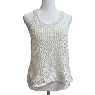 Forever 21 Crochet Knit Tank Top White Racerback Sleeveless Size Medium - Image 1 of 4