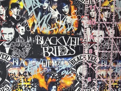 Custom 100% Cotton Woven Fabric Black Veil Brides Band Artist 1/4 Yard 9x56 - Image 1 of 2