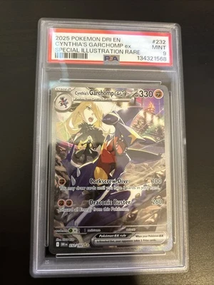 PSA 9 MINT Cynthia's Garchomp ex 232/182 SIR Destined Rivals 2025 Pokemon Card - Image 1 of 2
