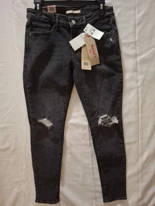 Levi's 711 Skinny Mid Rise schwarze Herrenjeans Größe 28 x 30 NEU - Bild 1 von 11
