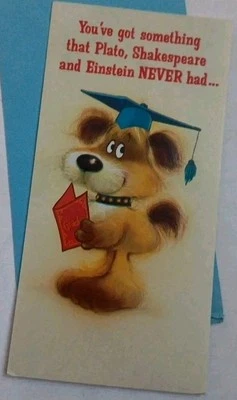Unused Greeting Card & Env~ GRADUATION American Greetings Dog Wearing Cap Gown - Image 1 of 4