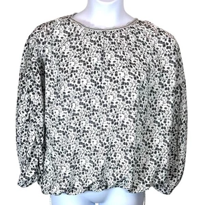 Max Studio large black white floral peasant blouse coquette cottage whimsygoth - Picture 1 of 8