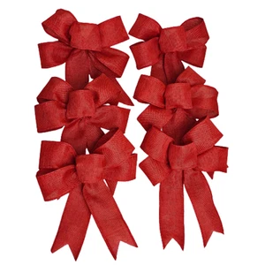 Christmas Tree Bows, Set of 6 Red Tree Bows, Holiday Bows,Christmas Ornament - Picture 1 of 9