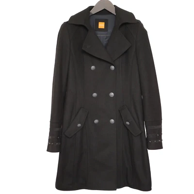 Abrigo De Mujeres HUGO BOSS De Lana Negro Largo Talla S IT40 FR36 US6 UK8 VAI957 - Imagen 1 de 4