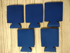 Blank Blue Collapsible Foam Can Koozies Beer/Soda 5 Pieces - Picture 1 of 3