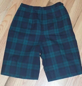 70s VTG Pendleton Green Navy Black Wool Bermuda Shorts High Waist Golf Shorts S - Picture 1 of 4