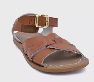 New Sun-San Salt Water Sandals,original  tan leather sandals H & L, youth 1,NIB - Picture 1 of 2