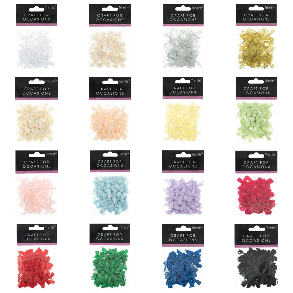 Mini Satin Bows 3cm x 36 Pack Pre Tied Ribbon Small Crafts Wedding Cards Trimits - Image 1 of 1