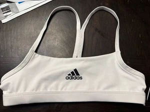 Nwt Girls Adidas Size S 7/8 White Sports Bra - Picture 1 of 3