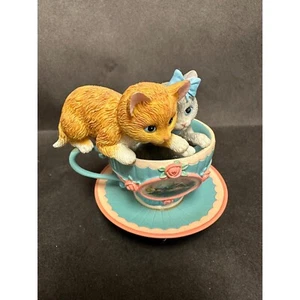Thomas Kinkade WE'RE PURR-FECT TOGETHER Cat Kitten Teacup Figurine - Imagen 1 de 6