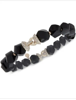 $38 Anne Klein tono dorado pavé y pulsera de cuentas negras # 117d Foto 1 de 4