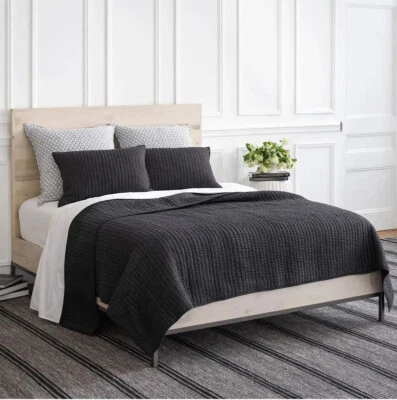 ANNIE SELKE Pine Cone Hill Lana Voile cotton quilt Twin Black New - Image 1 of 4