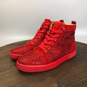 Christian Louboutin Strass High Mens Size EU 41 Red Suede Shoes - Picture 1 of 10