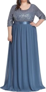 EVER PRETTY Formal Evening Bridal Elegant Crew Neck Maxi Dress + Size UK 26 6XL - Picture 1 of 6