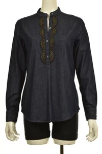 C Wonder Womens Top Size L Blue Denim Tunic Shirt Blouse Long Sleeve Cotton - Picture 1 of 5