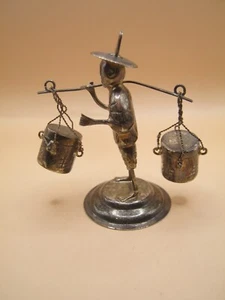 Antique Chinese Export Silver Water Carrier Statue / Menu Holder - Picture 1 of 5
