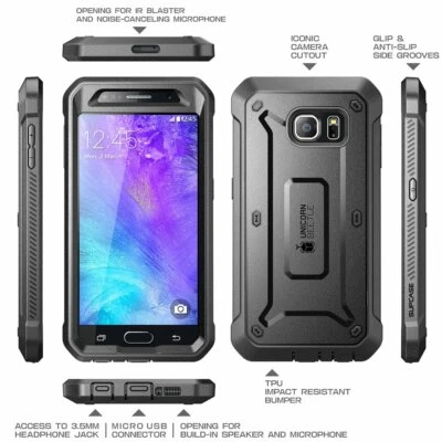 Original SUPCASE For Samsung Galaxy S6, Full-Body Case Cover w/ Screen BLACK - Image 1 of 4