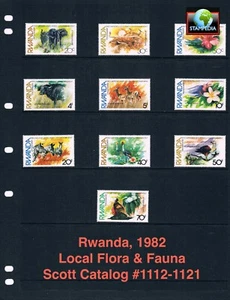 1/3 off $7.15 Scott Value - 1982 RWANDA Flora & Fauna African 10v CV MNH NH UM - Picture 1 of 4