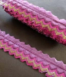 2 Yards Organza Zigzag Embroidered Sequence Saree Border Lace Trim Wedding Sew - Picture 1 of 5