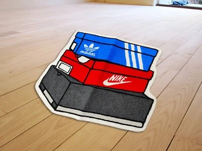 Zapatilla Caja Sneakerhead Hypebeast Alfombra de piso Alfombra de área de acento Alfombra de sala de estar Foto 1 de 4