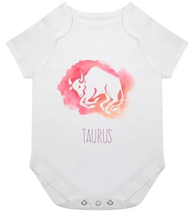 Taurus Baby Grow Babygrow Gift Birth Day Girl Boy Fun Start Sign Zodiac Print - Picture 1 of 1