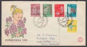 NETHERLANDS 1959 CHILD WELFARE SET (5) FDC (ID:383/D49323) - Picture 1 of 1