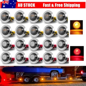 10X Round LED Clearance Lights Side Marker Amber Red Trailer Truck Lamp 12V 24V - Picture 1 of 21