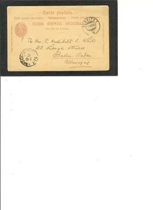 SWITERLAND VINTAGE  Postal Card 12-17-1889 Territet to Baden Germany - Picture 1 of 2