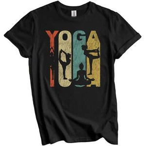 Retro Yoga Distressed Vintage Style Yoga Poses T-Shirt - Yoga Instructor Gift - Picture 1 of 5