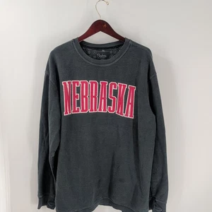 Vtg Nebraska Cornhuskers Football Pressbox Mens Dark Gray Ribbed Sweatshirt 2XL - Picture 1 of 9