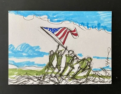 2025 Historic Autographs World War 2 WWII Sketch Art Card Iwo Jima 1/1 - Image 1 of 2