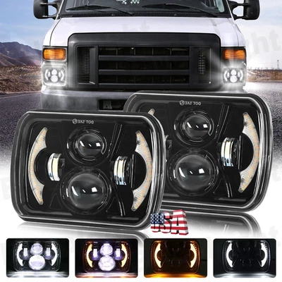 Par de faros LED 7x6" Hi-Lo DRL giro para furgoneta Ford E-150 E-250 E-350 1982-2012 Foto 1 de 4