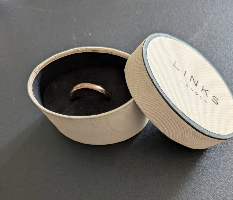 Links of London Rose Gold on Sterling Silver Curved Band Ring, Sz.P, Boxed - Image 1 of 4