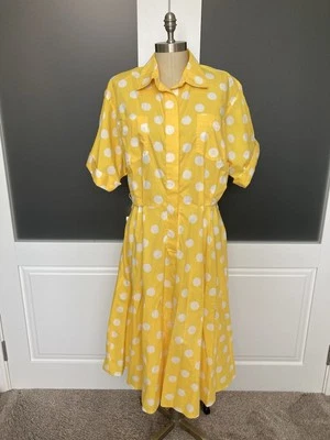 Vestido Camisa Darian De Colección Amarillo Lunares Rockabilly Talla M - Dañado Para Disfraz Foto 1 de 4